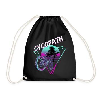 Retro Cycopath Fahrrad Synthwave - Turnbeutel - Schwarz - Vorne