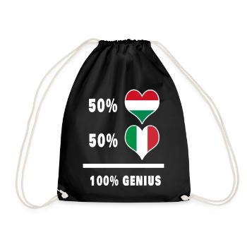 Italien und Ungarn genial / Geschenk - Turnbeutel - Schwarz - Vorne