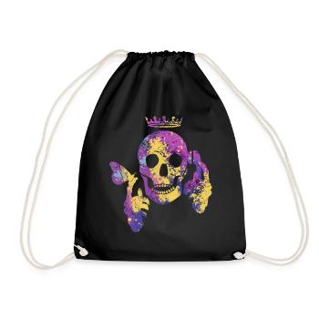 Crâne avec papillon - Sac de sport léger - noir - Devant