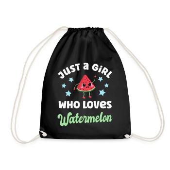 Watermelon Kawaii Melon - Drawstring Bag - black - Front