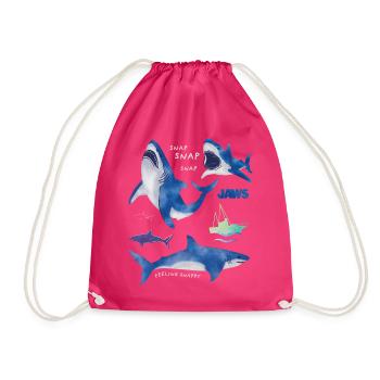 Der Weiße Hai Jaws Feeling Snappy Spruch - Turnbeutel - Fuchsia - Vorne