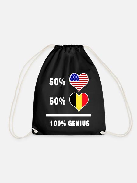 Belgien und USA Genial / Geschenk - Turnbeutel - Schwarz