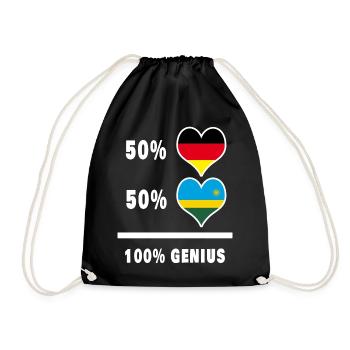 Deutschland und Ruanda 100% Genial / Geschenk - Turnbeutel - Schwarz - Vorne