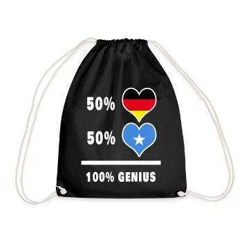 Deutschland und Somalia 100% Genial / Geschenk - Turnbeutel - Schwarz - Vorne