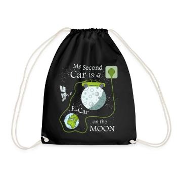 E-car on the moon - Drawstring Bag - black - Front