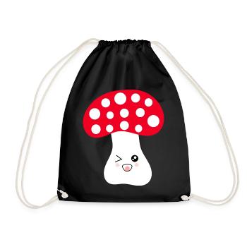 Toadstool, mushroom in the woods gift - Drawstring Bag - black - Front