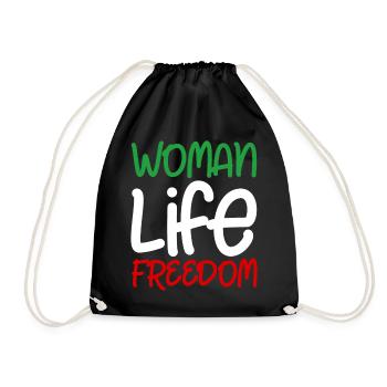 Woman Life Freedom Iran Frauen Frau Frauenrechte - Turnbeutel - Schwarz - Vorne
