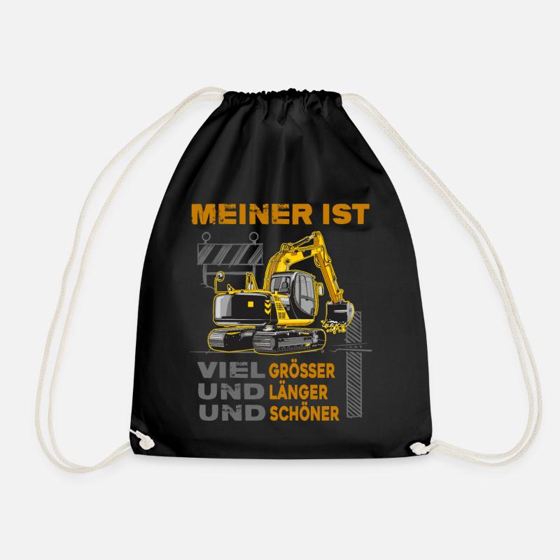 Bagger Baggerfahrer große Baggerschaufel Bau-memes - Turnbeutel - Schwarz