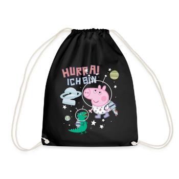 Peppa Pig 2nd Birthday George On Space Mission - Drawstring Bag - black - Front