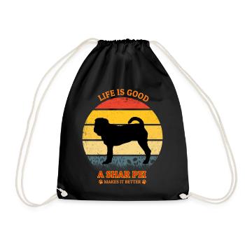 Life Is Good A Shar Pei Makes It Better - Turnbeutel - Schwarz - Vorne
