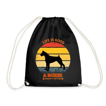 Life Is Good A Boxer Makes It Better - Turnbeutel - Schwarz - Vorne
