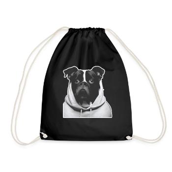 Chien avec sweat à capuche - Sac de sport léger - noir - Devant