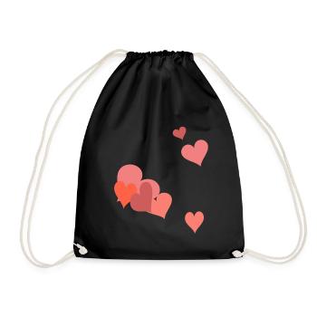 in love heartfelt love hearts valential lovers - Drawstring Bag - black - Front