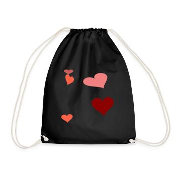 Heart Heart Warm Gift Idea Birthday - Drawstring Bag - black - Front