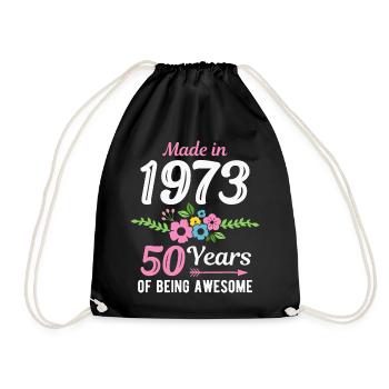 Fabriqué en 1973 Floral 50e anniversaire - Sac de sport léger - noir - Devant