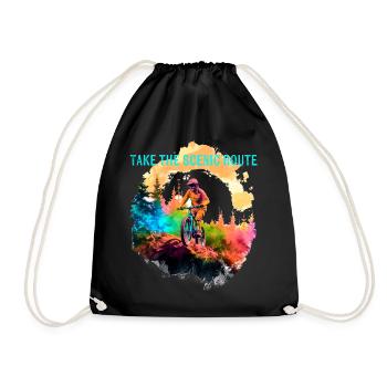 Mountain Bike - Drawstring Bag - black - Front