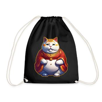Funny fat cat as Buddha - Drawstring Bag - black - Front