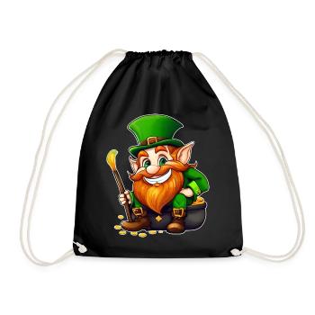 Saint Patricks Day Irish Kobold Leprechaun Wichtel - Turnbeutel - Schwarz - Vorne