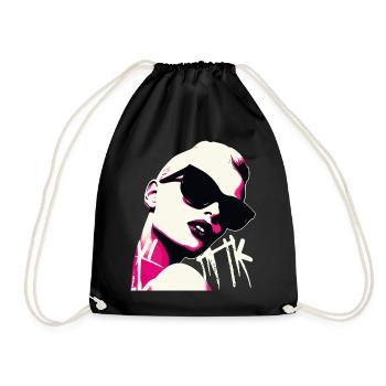 Pop Art Woman with Sunglasses Design - Drawstring Bag - black - Front