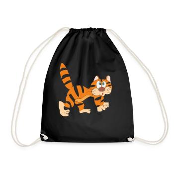 Funny cat - Drawstring Bag - black - Front