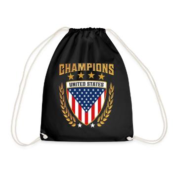 Title USA Champions Design Gear ameriacan sports - Drawstring Bag - black - Front
