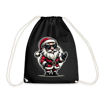 Santa Claus with Sunglasses Xmas Costume - Drawstring Bag - black - Front