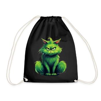 Katze Weihnachten Weihnachtselfe Geschenke Mütze - Turnbeutel - Schwarz - Vorne