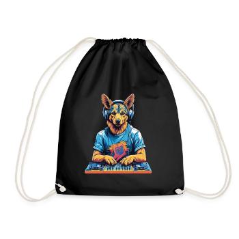 DJ Schäferhund Musik Party Hunde Design - Turnbeutel - Schwarz - Vorne