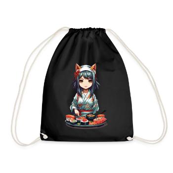 Anime Sushi Master Kawaii Fille Kemonomimi - Sac de sport léger - noir - Devant