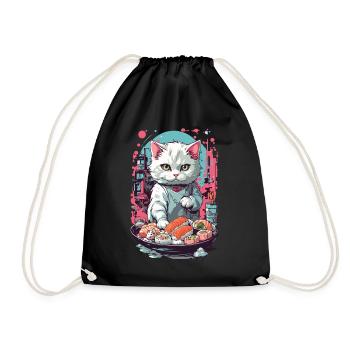 Style esthétique de chat Sushi Pastel gothique - Sac de sport léger - noir - Devant