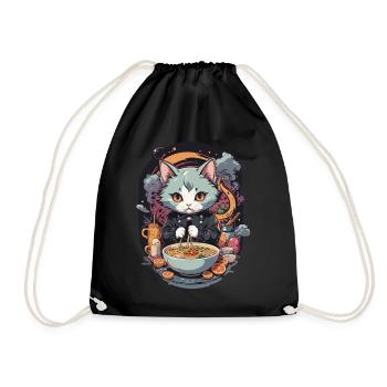 Katze Ramen Liebe Japanisches Nudelsuppen Design - Turnbeutel - Schwarz - Vorne