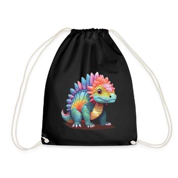 Pastell Stegosaurus Dinosaurier für Kinder - Turnbeutel - Schwarz - Vorne