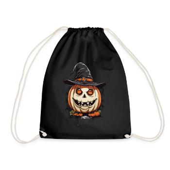 Magischer Hexen Kürbis lustiger Halloween Look - Turnbeutel - Schwarz - Vorne