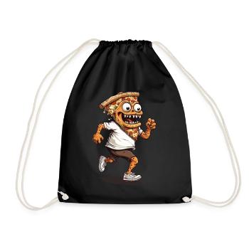 Pizza Slice Monster Design for Pizza Lovers - Drawstring Bag - black - Front
