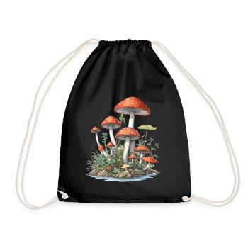 Goblincore Pilz Vintage Natur Design - Turnbeutel - Schwarz - Vorne
