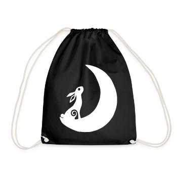 A rabbit on the moon - Drawstring Bag - black - Front