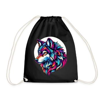 Wolf - Drawstring Bag - black - Front
