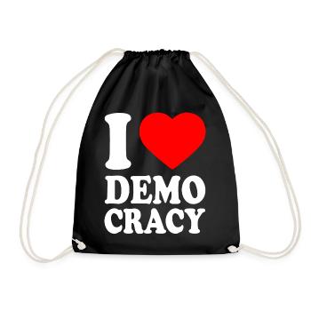 I love democracy - Drawstring Bag - black - Front