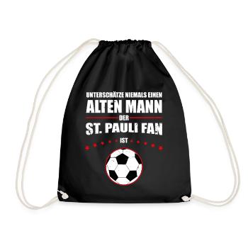 Alter Mann - St. Pauli Fan | Retro Vintage Design - Turnbeutel - Schwarz - Vorne