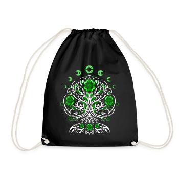 St Patricks Day Lebensbaum mit Mondphasen - Turnbeutel - Schwarz - Vorne