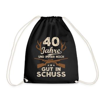 40. Geburtstag Jäger 40 Jahre Jagd - Turnbeutel - Schwarz - Vorne