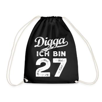 Digga Ich Bin 27 Jahre 27. Geburtstag - Turnbeutel - Schwarz - Vorne