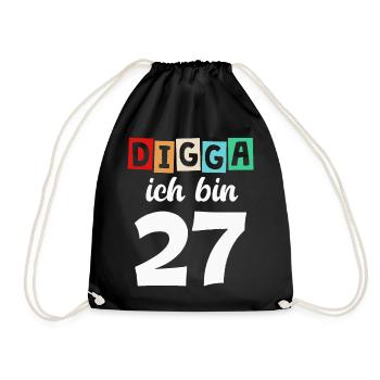 Digga Ich Bin 27 Jahre 27. Geburtstag - Turnbeutel - Schwarz - Vorne