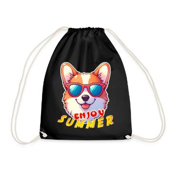 Sunny Corgi Summer Vibes - Drawstring Bag - black - Front