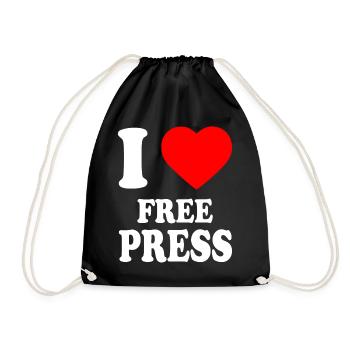 i love free press - Turnbeutel - Schwarz - Vorne