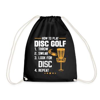 Wie man Disc Golf Sunset Frisbee Golfen spielt - Turnbeutel - Schwarz - Vorne