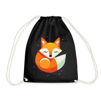 Fox Sleeping - Modern Animal Motif in Warm Colors - Drawstring Bag - black - Front