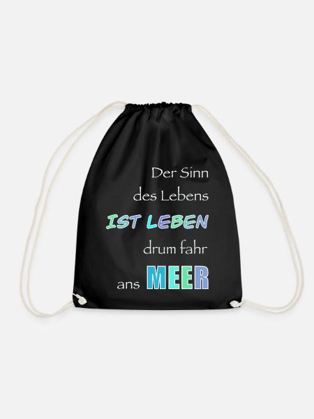 Lebensmotto im Meeresstil - Turnbeutel - Schwarz