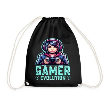 Evolution of a Gamer, Cool Gaming Design - Drawstring Bag - black - Front