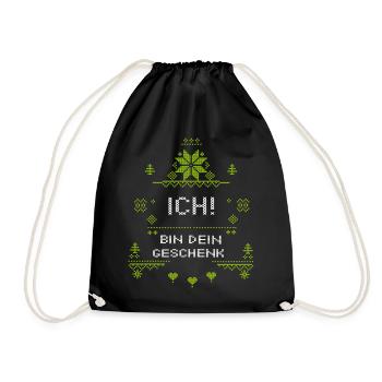 Weihnachten Christmas - Turnbeutel - Schwarz - Vorne